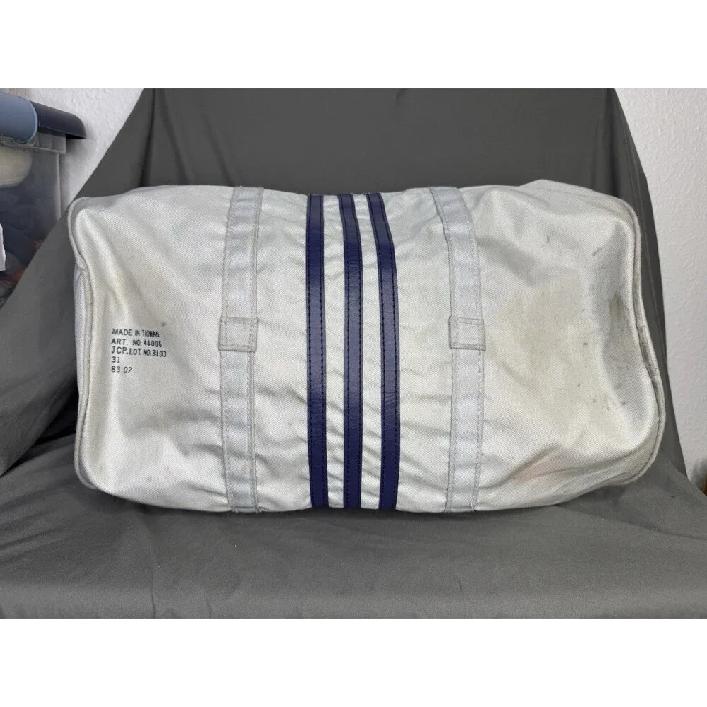Vintage 80s Adidas USA Duffle Bag Soccer Medium 70s Striped Logo World Cup VTG
